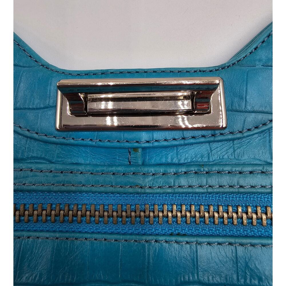 Maxx New York Blue Genuine Cow Embossed Leather Clutch - Picture 2 of 16